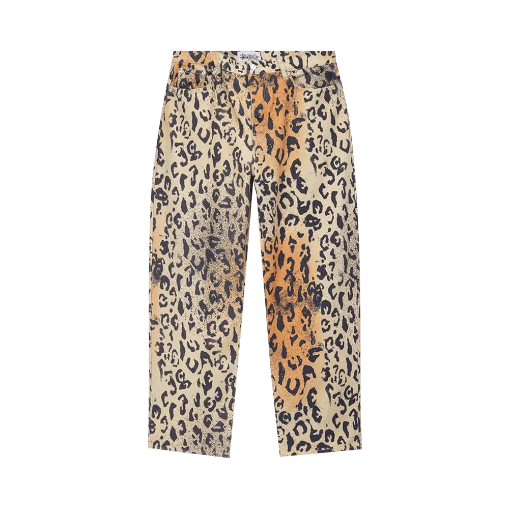Stussy Stencil Canvas Big Ol' Jeans 'Leopard' Tan Spring/Summer 2023