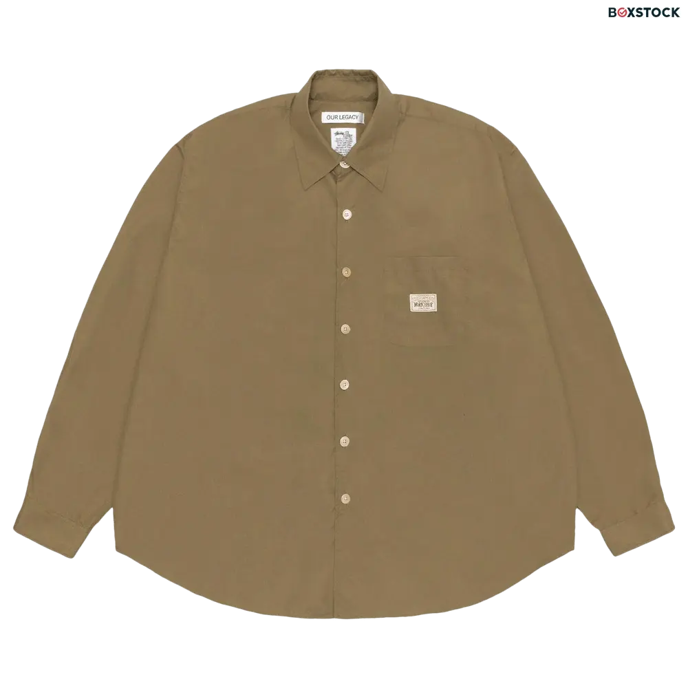 Stussy x Our Legacy Work Shop Borrowed Shirt 'Olive Nylon Ripstop' Green Fall/Winter 2024