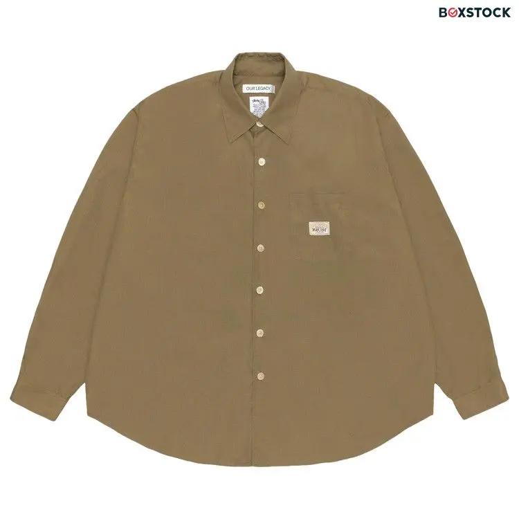 Stussy x Our Legacy Work Shop Borrowed Shirt 'Olive Nylon Ripstop' Green Fall/Winter 2024