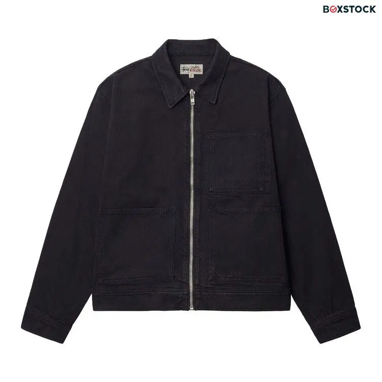 Stussy Zip Work Jacket Overdyed 'Espresso' Black Fall/Winter 2023