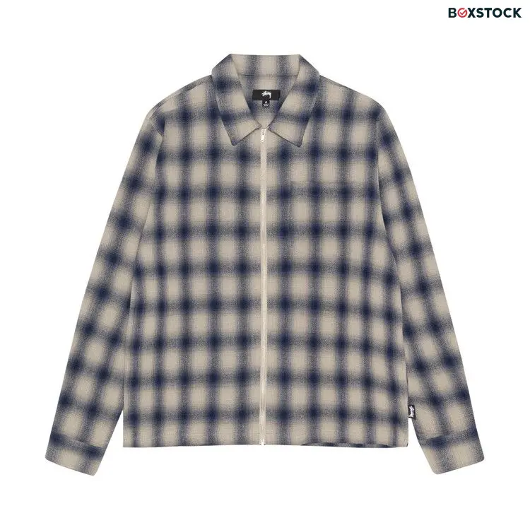 Stussy Zip Twisted Yarn Plaid Shirt 'Natural' Multi-Color Spring/Summer 2024