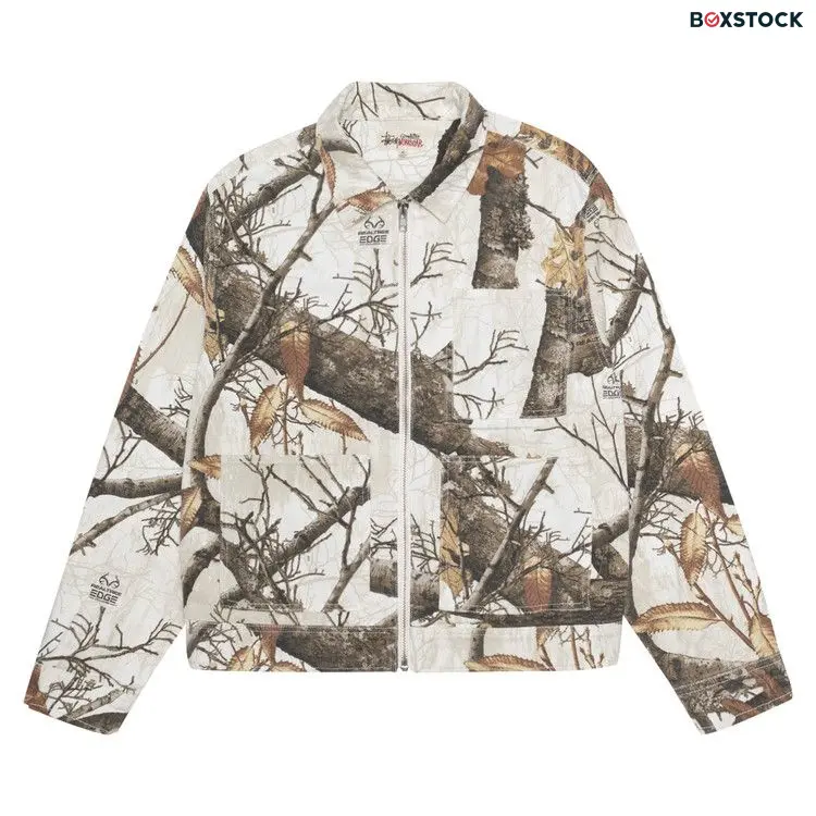Stussy Zip Work Jacket Realtree Edge 'Snow' White Fall/Winter 2023