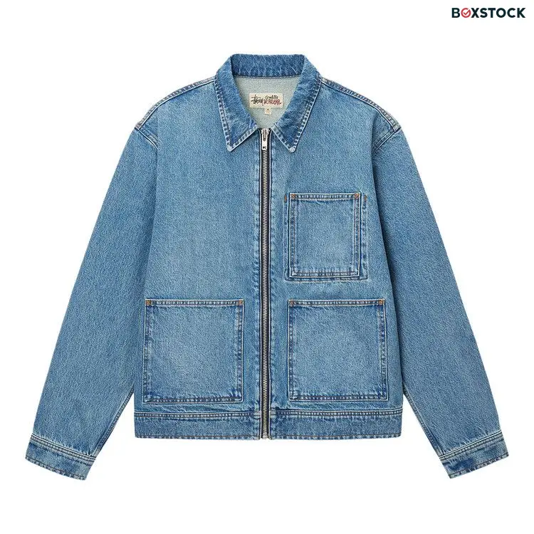 Stussy Zip Work Jacket 'Washed Blue' Brown Spring/Summer 2024