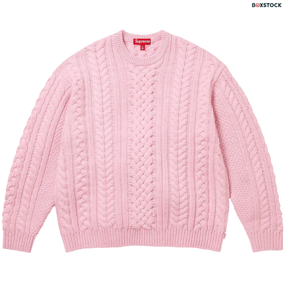 supreme Supreme Appliqué Cable Knit Sweater 'Pink' Fall/Winter 2023