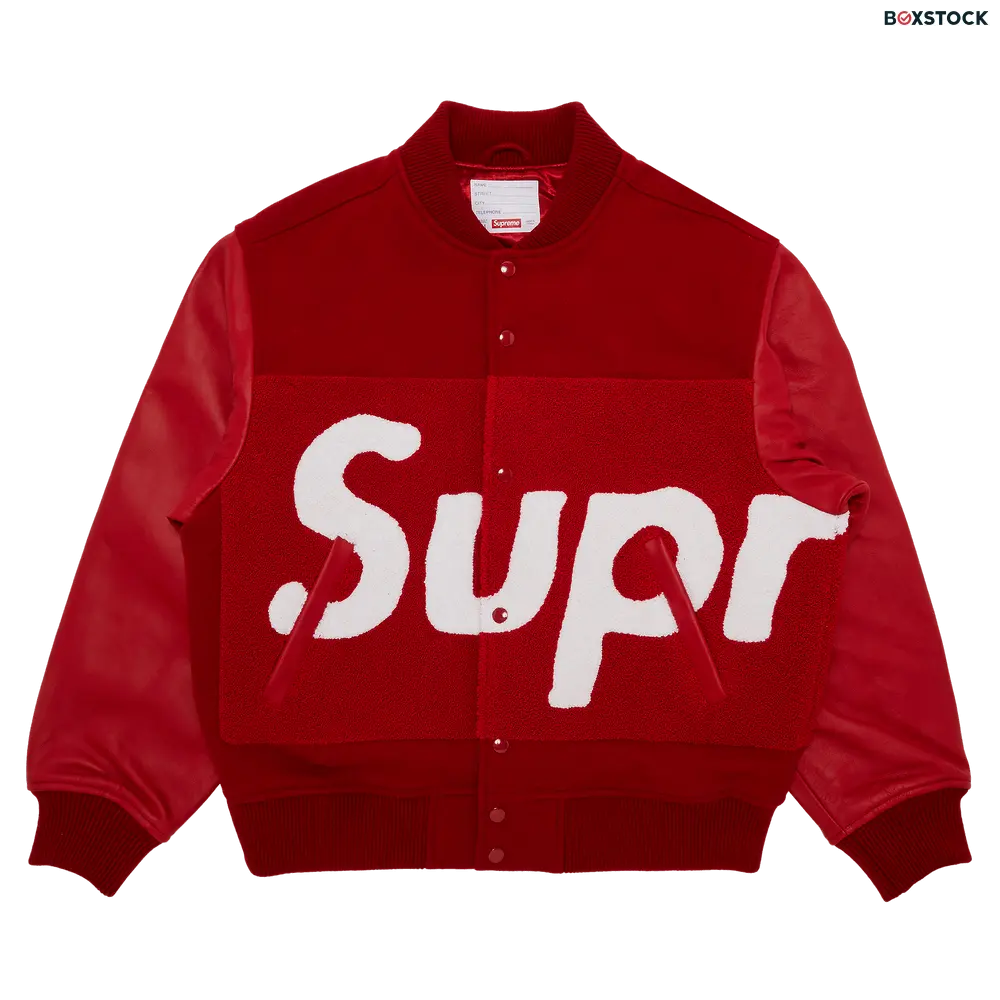 supreme Supreme Big Logo Chenille Varsity Jacket 'Red' Spring/Summer 2024