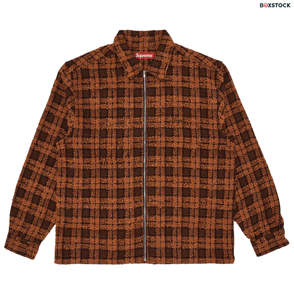 supreme Supreme Bouclé Zip Up Shirt 'Rust' Orange Fall/Winter 2024