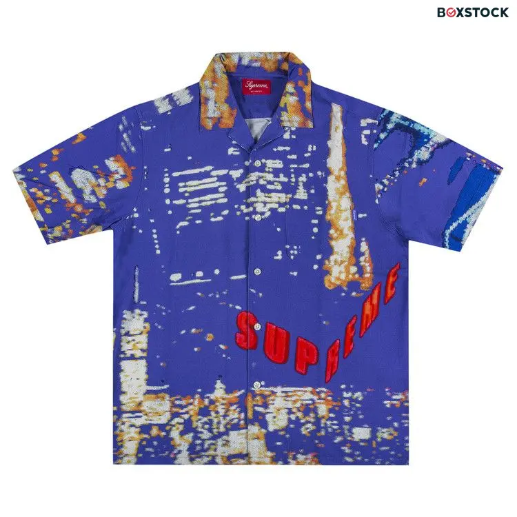 Supreme City Lights Rayon Short-Sleeve Shirt 'Purple' Spring/Summer 2020