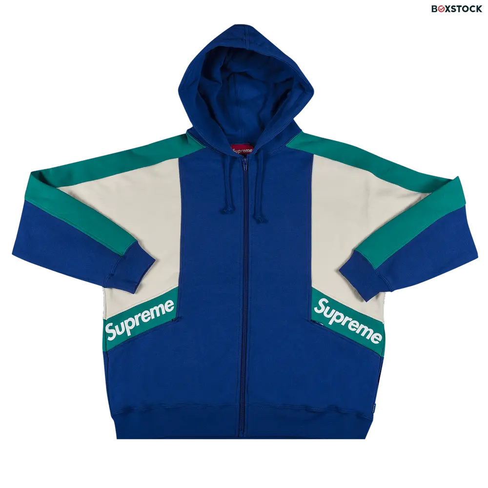 supreme Supreme Color Blocked Zip Up Hooded Sweatshirt 'Royal' Blue Spring/Summer 2020