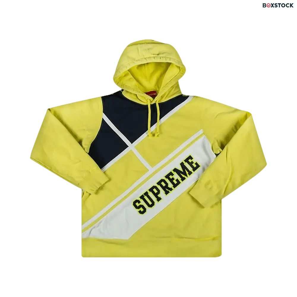 supreme Supreme Diagonal Hooded Sweatshirt 'Lemon' Yellow Spring/Summer 2018