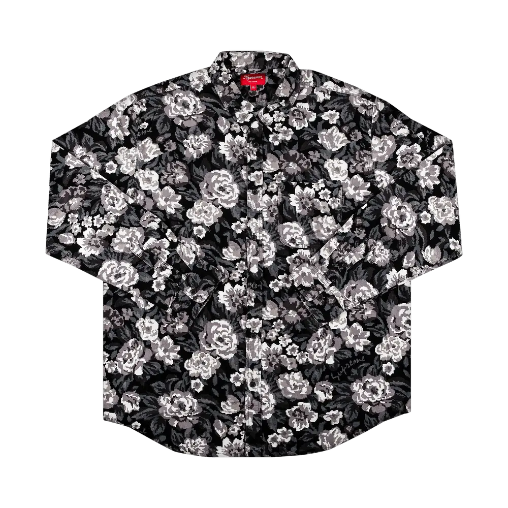 Supreme Digi Floral Corduroy Shirt 'Black' Multi-Color Fall/Winter 2020