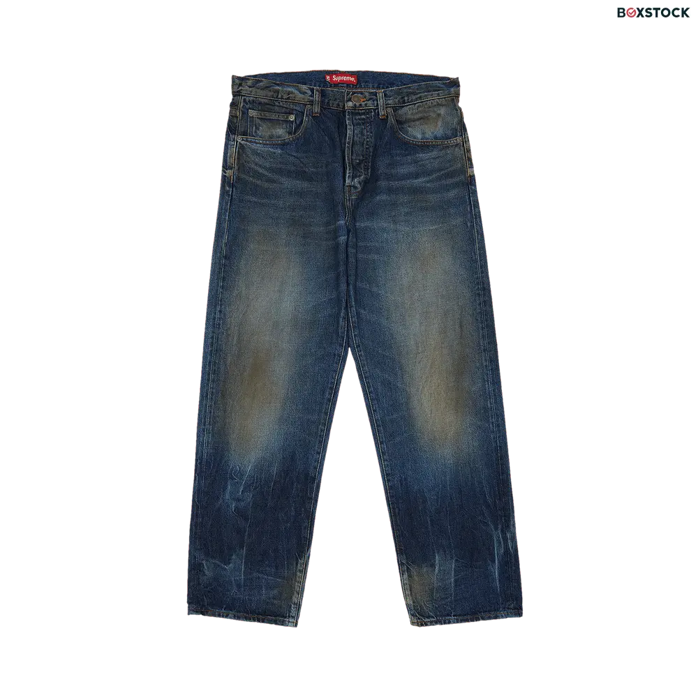 Supreme Distressed Loose Fit Selvedge Jean 'Washed Blue' Fall/Winter 2023