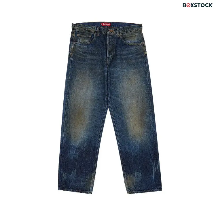 Supreme Distressed Loose Fit Selvedge Jean 'Washed Blue' Fall/Winter 2023