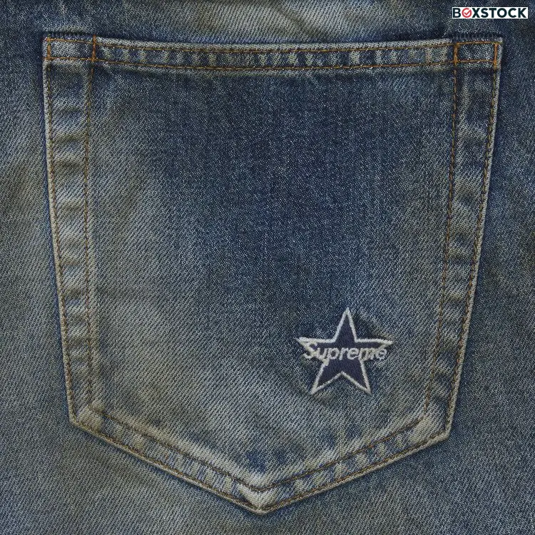 Supreme Distressed Loose Fit Selvedge Jean 'Washed Blue' Fall/Winter 2023