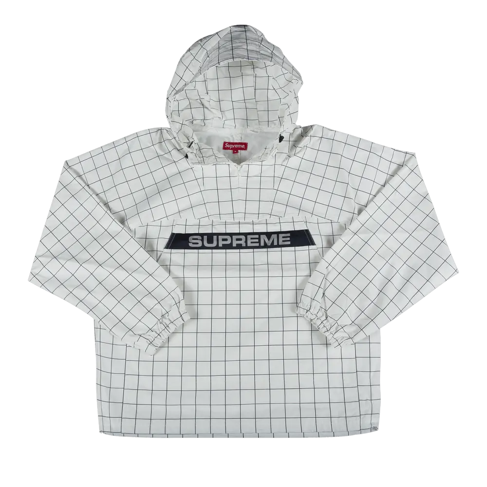 Supreme Heavy Nylon Anorak 'Windowpane' White Fall/Winter 2019