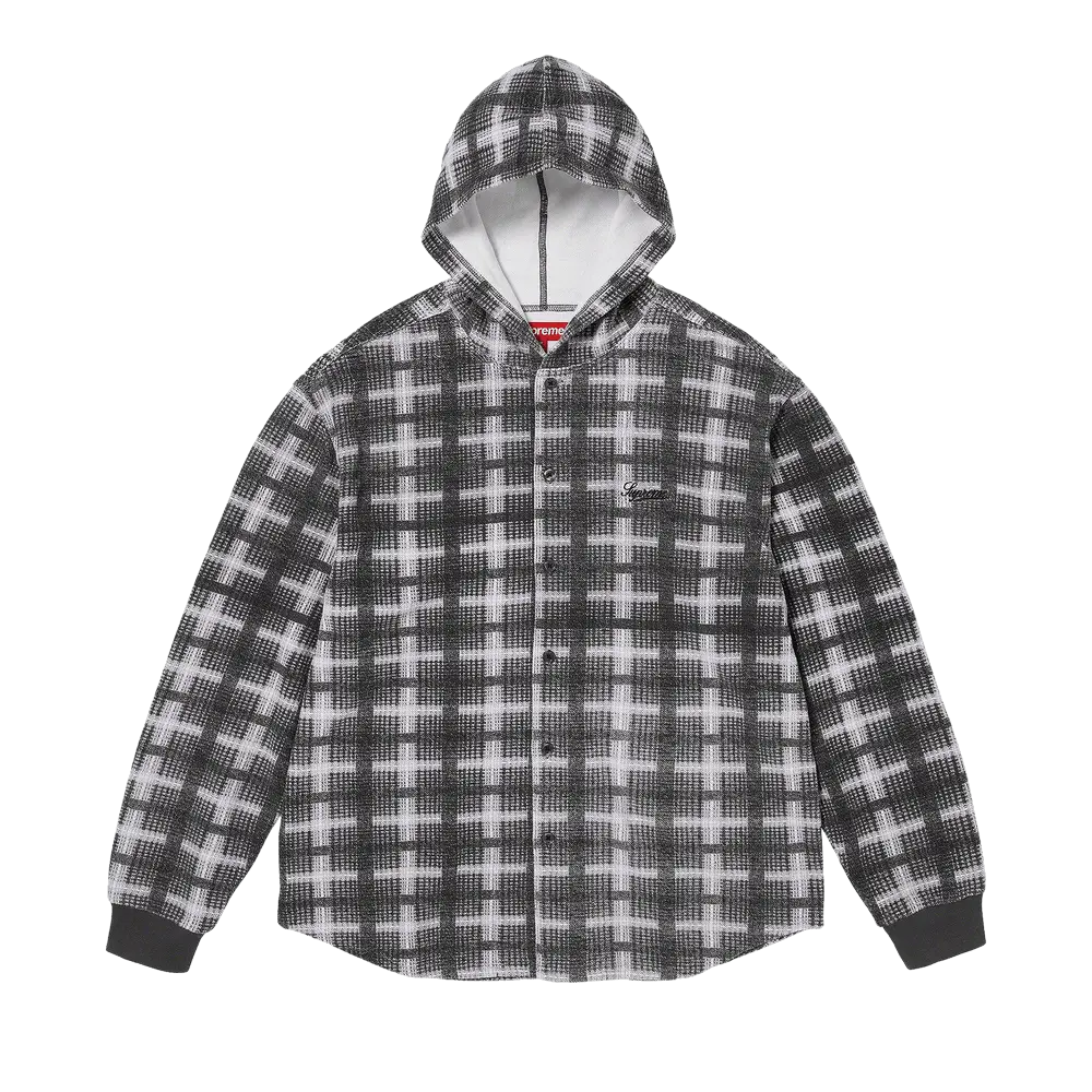 Supreme Hooded Plaid Knit Shirt 'Black' Fall/Winter 2023