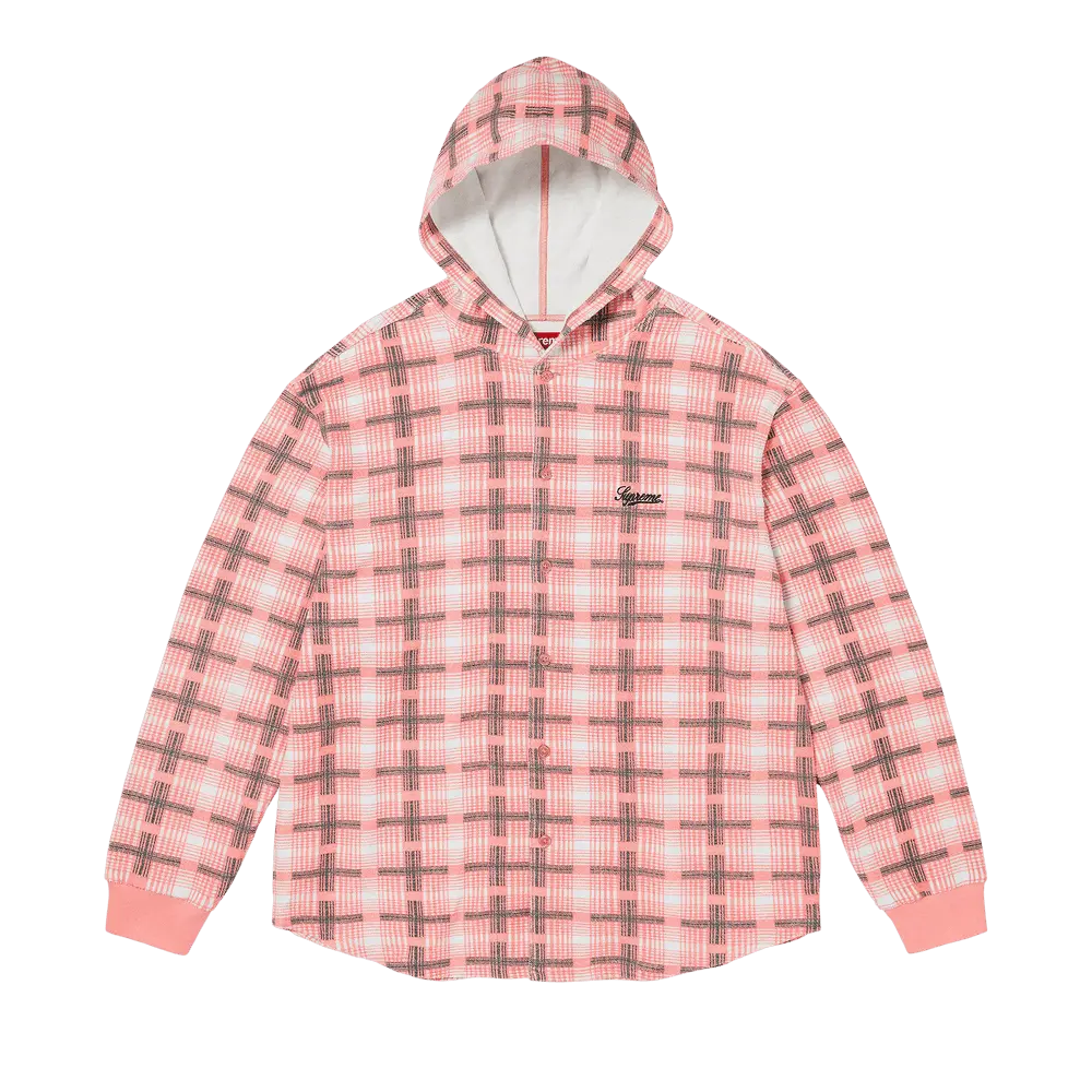 Supreme Hooded Plaid Knit Shirt 'Pink' Fall/Winter 2023