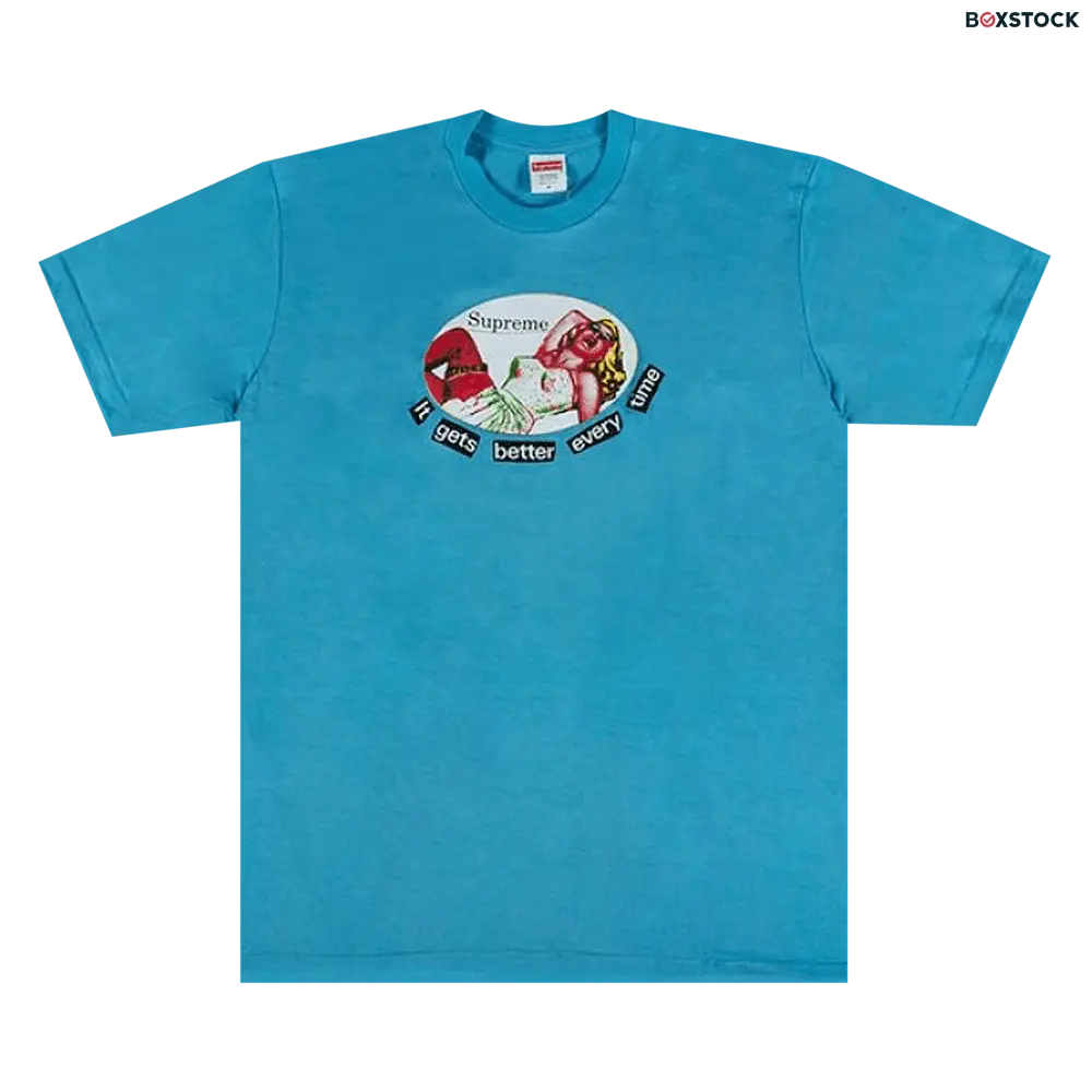 supreme Supreme It Gets Better Every Time Tee 'Light Slate' Blue Spring/Summer 2019