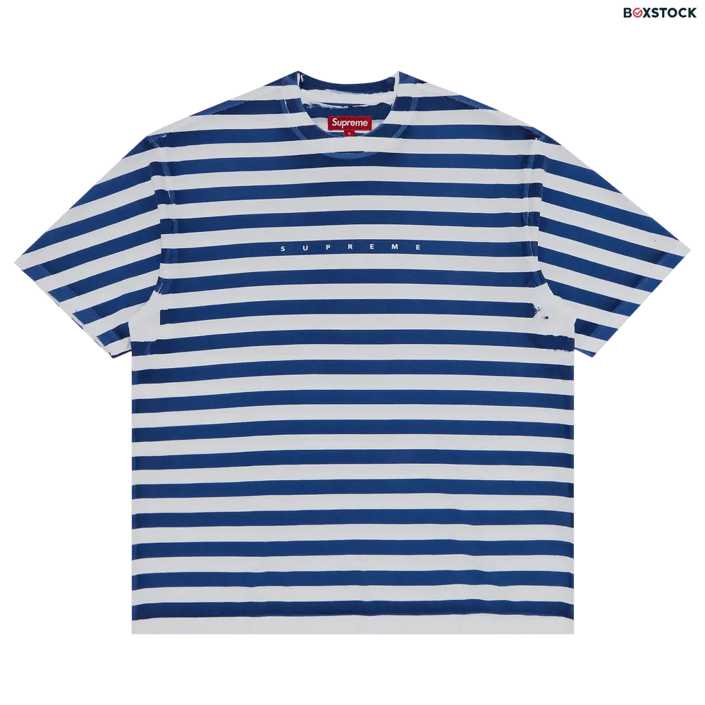 supreme Supreme Overprint Stripe Short-Sleeve Top 'Navy' Blue Spring/Summer 2024
