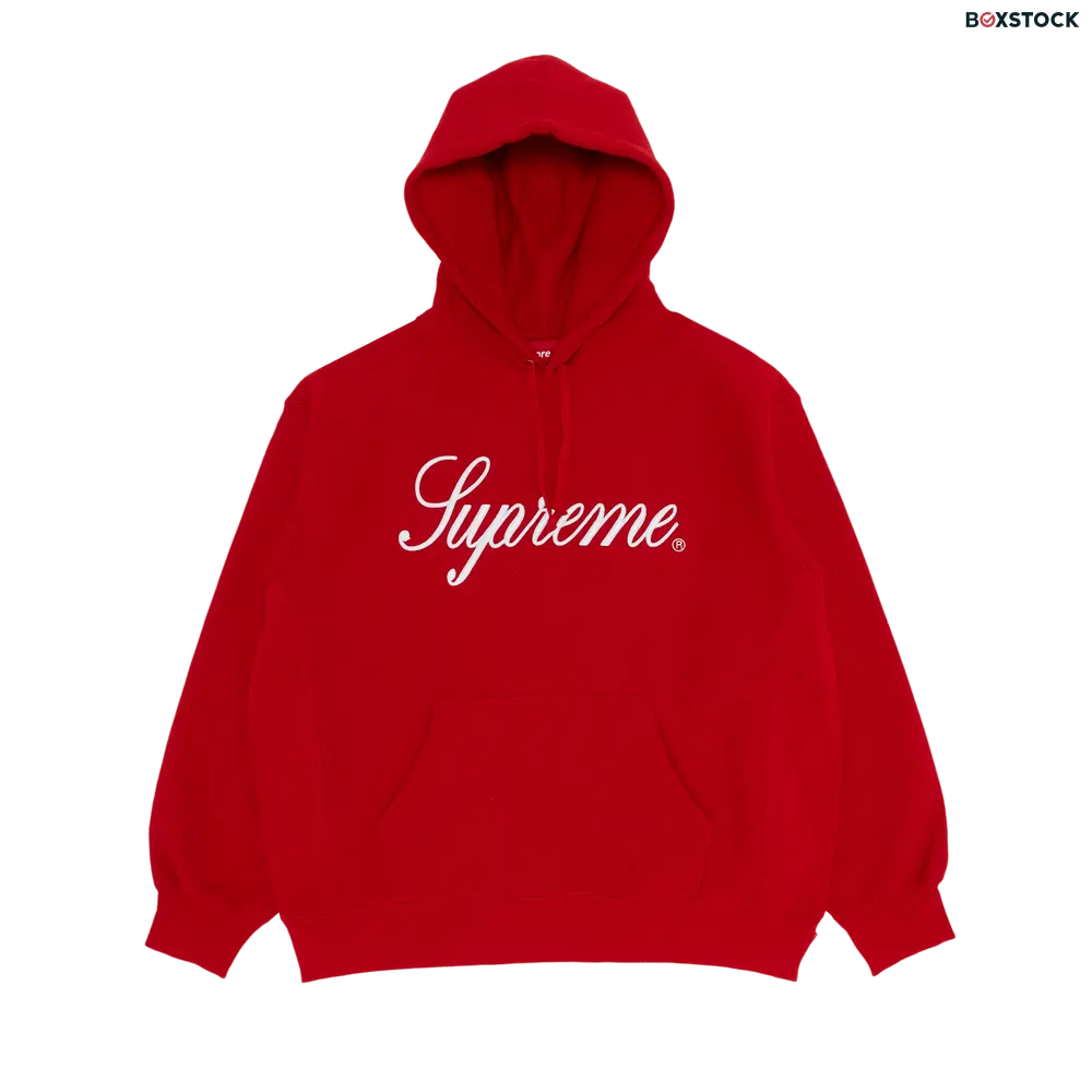 supreme Supreme Raised Script Hooded Sweatshirt 'Red' Fall/Winter 2023