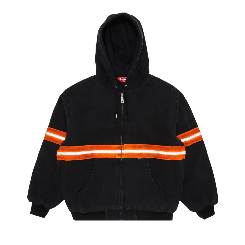 Supreme Reflective Stripe Hooded Work Jacket 'Black' Fall/Winter 2024
