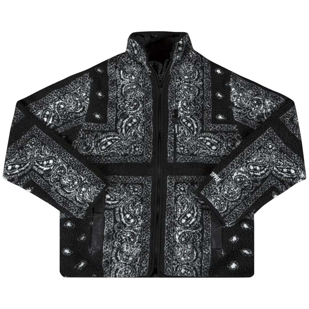 Supreme Reversible Bandana Fleece Jacket 'Black' Fall/Winter 2019
