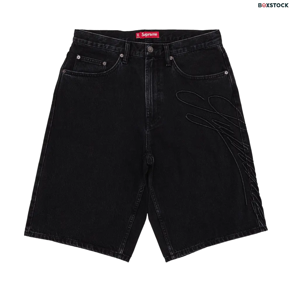 supreme Supreme Script Baggy Denim Short 'Washed Black' Spring/Summer 2024