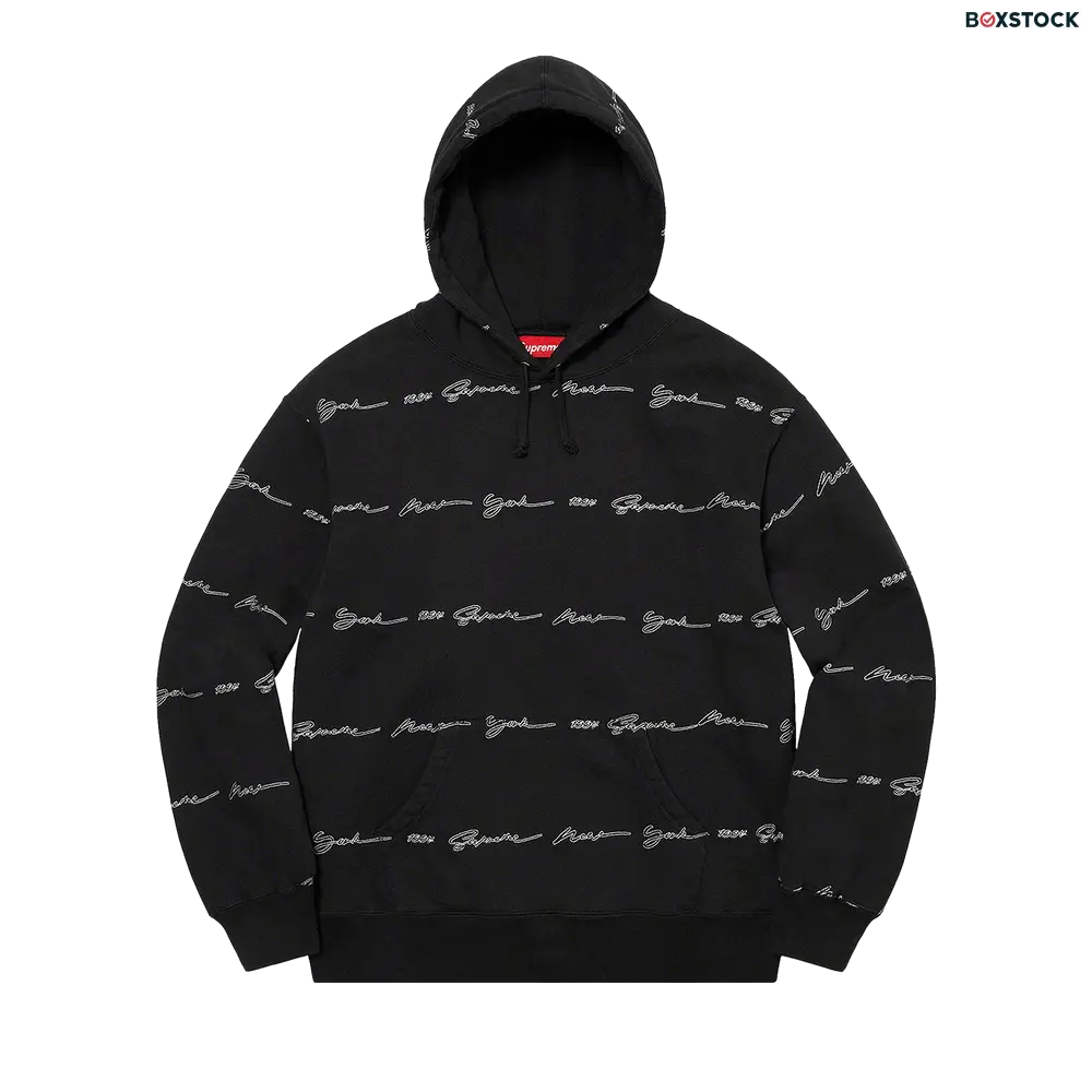 supreme Supreme Script Stripe Hooded Sweatshirt 'Black' Spring/Summer 2022