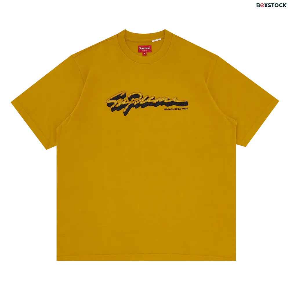 supreme Supreme Shadow Script Short-Sleeve Top 'Dusty Yellow' Fall/Winter 2022