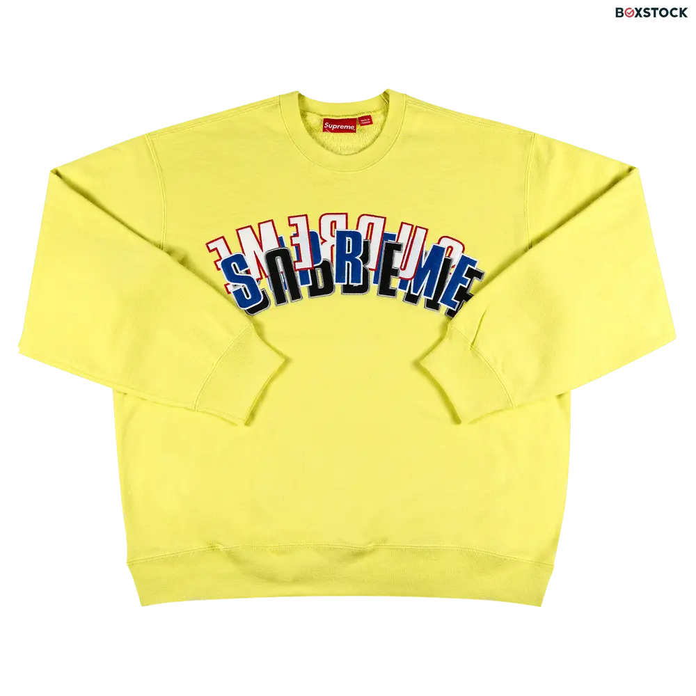 supreme Supreme Stacked Crewneck 'Light Lemon' Yellow Spring/Summer 2021