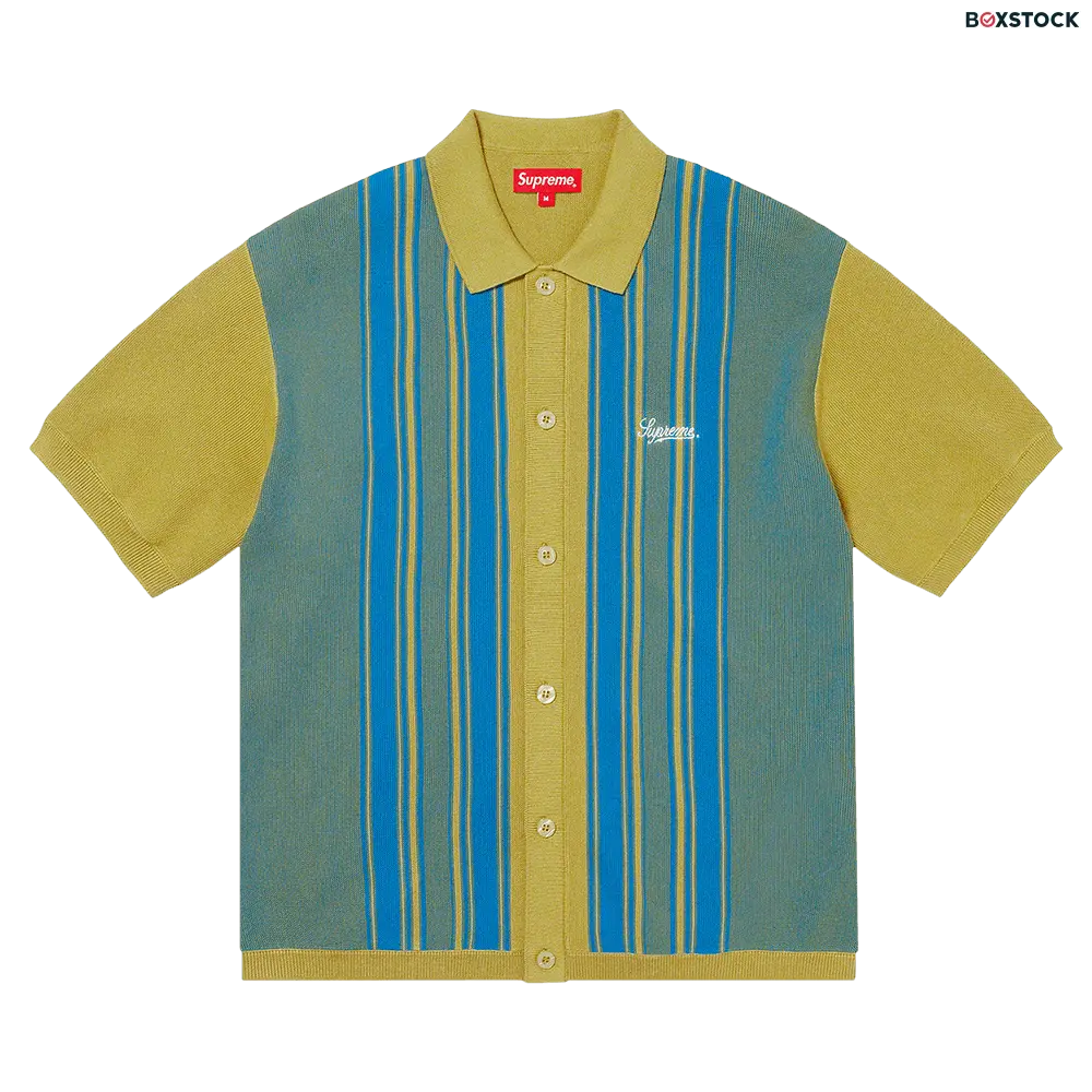 supreme Supreme Stripe Button Up Polo 'Dusty Lime' Green Spring/Summer 2022