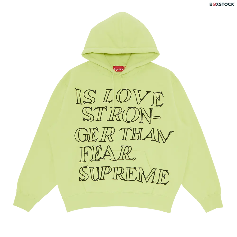 supreme Supreme Stronger Than Fear Hooded Sweatshirt 'Lime' Yellow Spring/Summer 2023