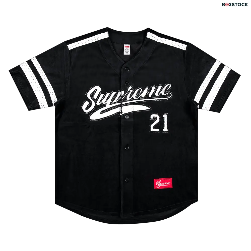 Supreme Velour Baseball Jersey 'Black' Fall/Winter 2020
