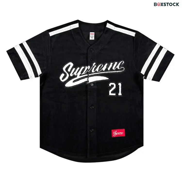 Supreme Velour Baseball Jersey 'Black' Fall/Winter 2020