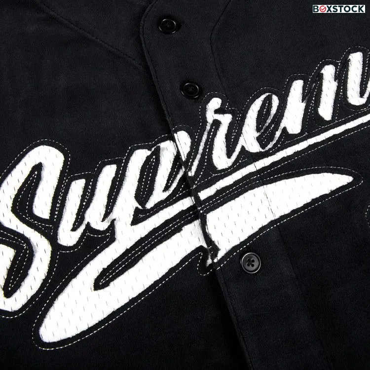 Supreme Velour Baseball Jersey 'Black' Fall/Winter 2020