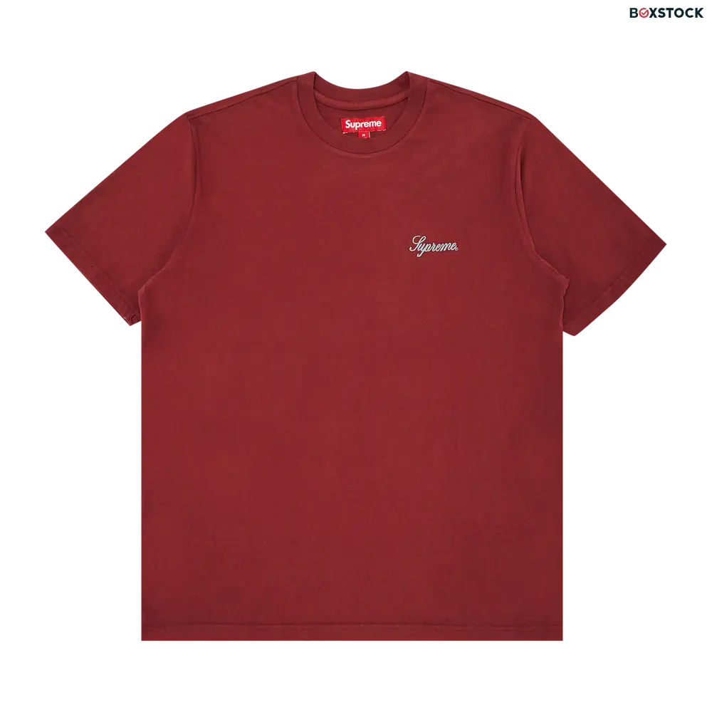 supreme Supreme Washed Script Short-Sleeve Top 'Cardinal' Red Fall/Winter 2023
