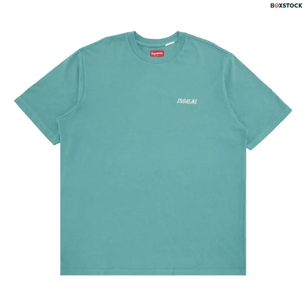 supreme Supreme Washed Script Short-Sleeve Top 'Sage' Green Spring/Summer 2023