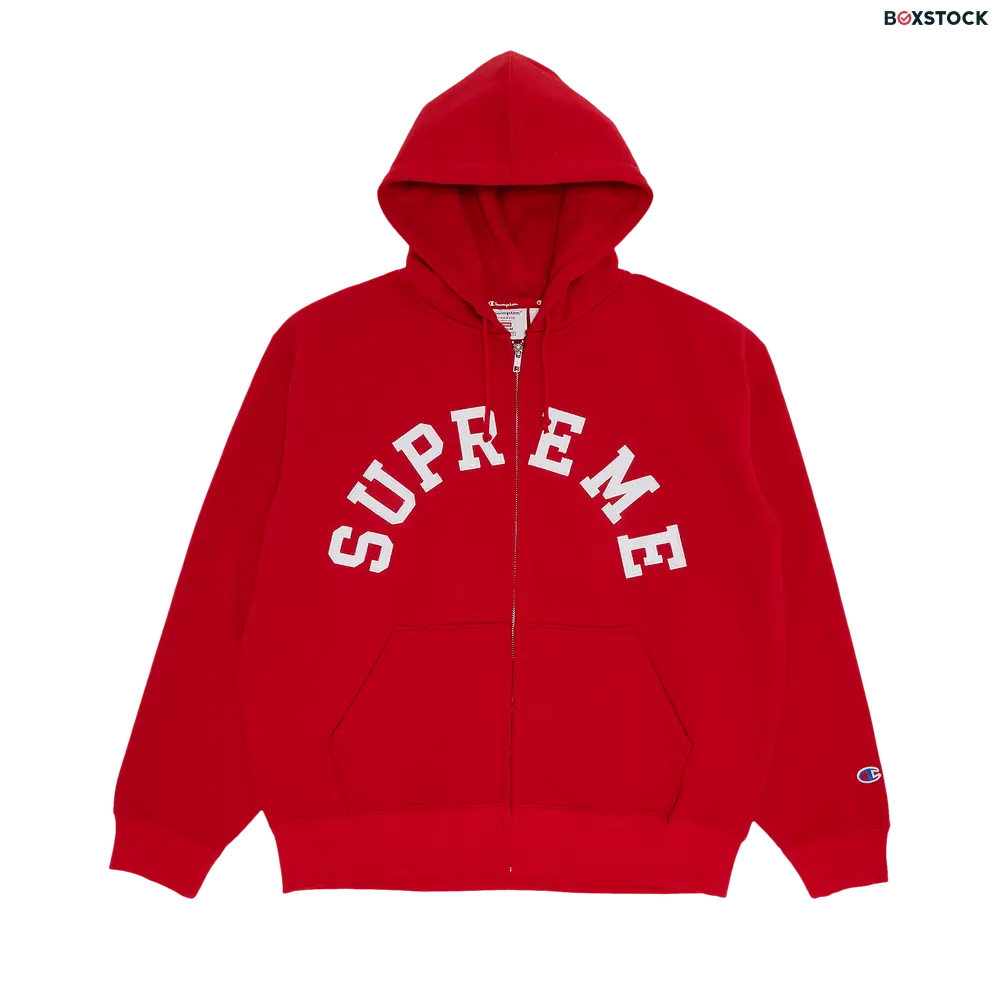 supreme Supreme x Champion Zip Up Hooded Sweatshirt 'Red' Spring/Summer 2024