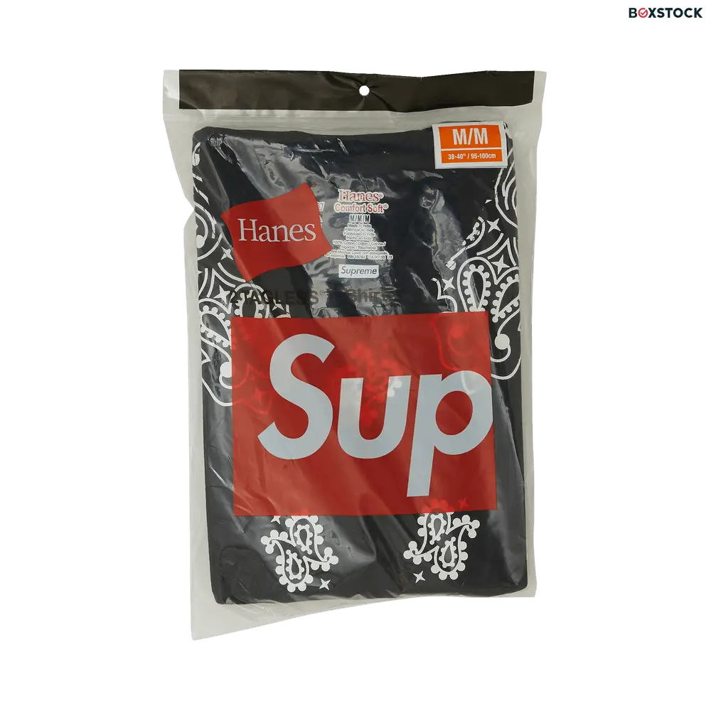 supreme Supreme x Hanes Bandana Tagless Tees (2 Pack) 'Black' Fall/Winter 2022