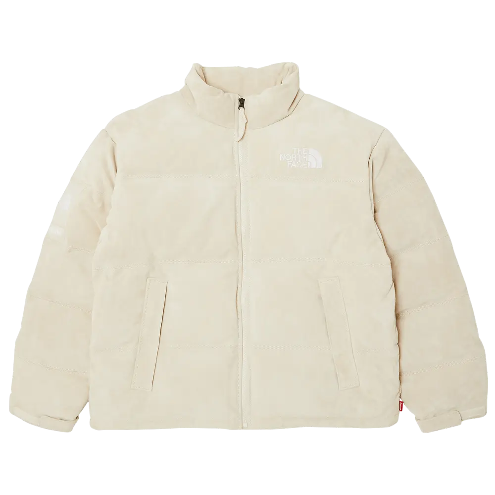Supreme x The North Face Suede Nuptse Jacket 'Stone' Cream Fall/Winter 2023