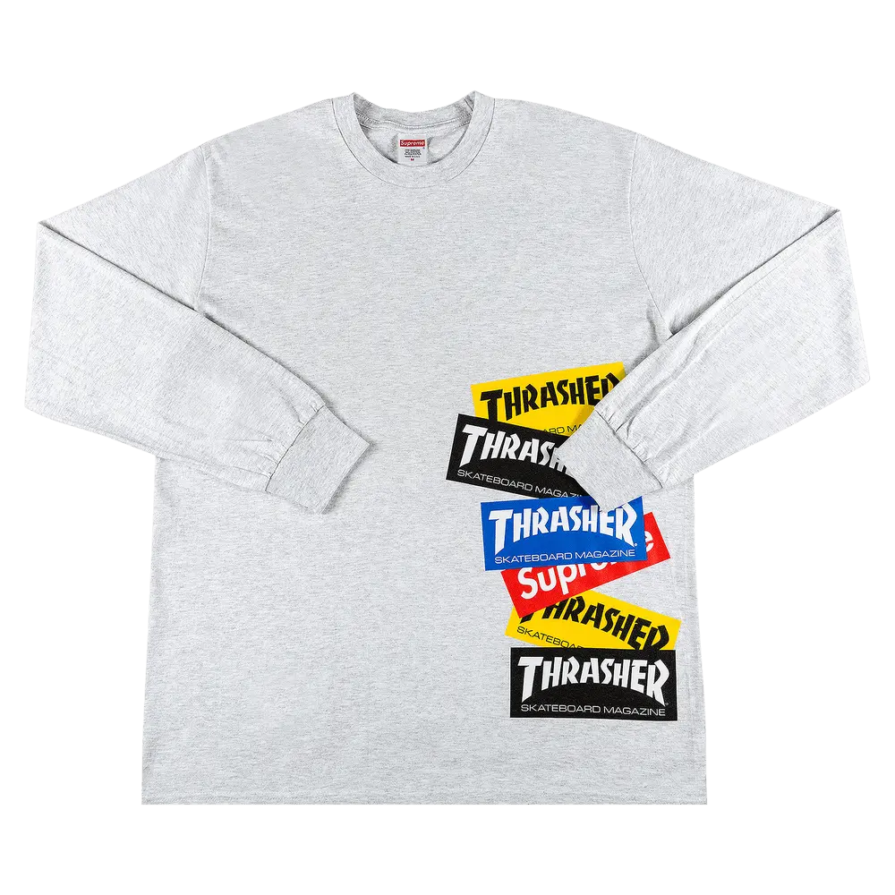 Supreme x Thrasher Multi Logo Long-Sleeve Tee 'Ash Grey' Fall/Winter 2021