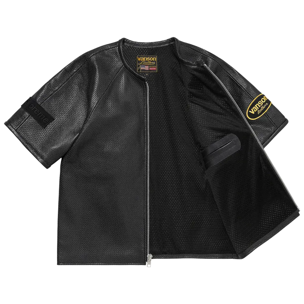 Supreme x Vanson Leathers Short-Sleeve Racing Jacket 'Black' Spring/Summer 2023