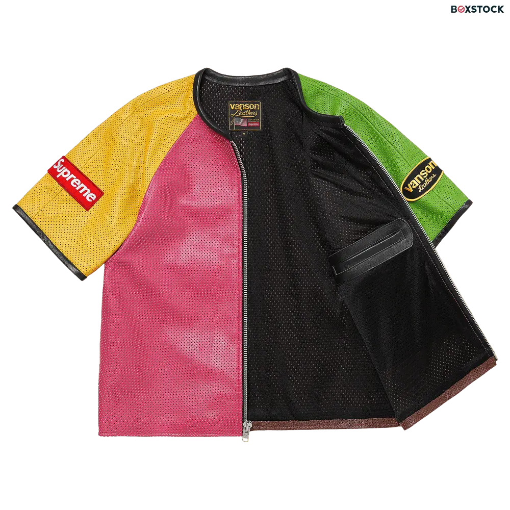 supreme Supreme x Vanson Leathers Short-Sleeve Racing Jacket 'Multicolor' Multi-Color Spring/Summer 2023