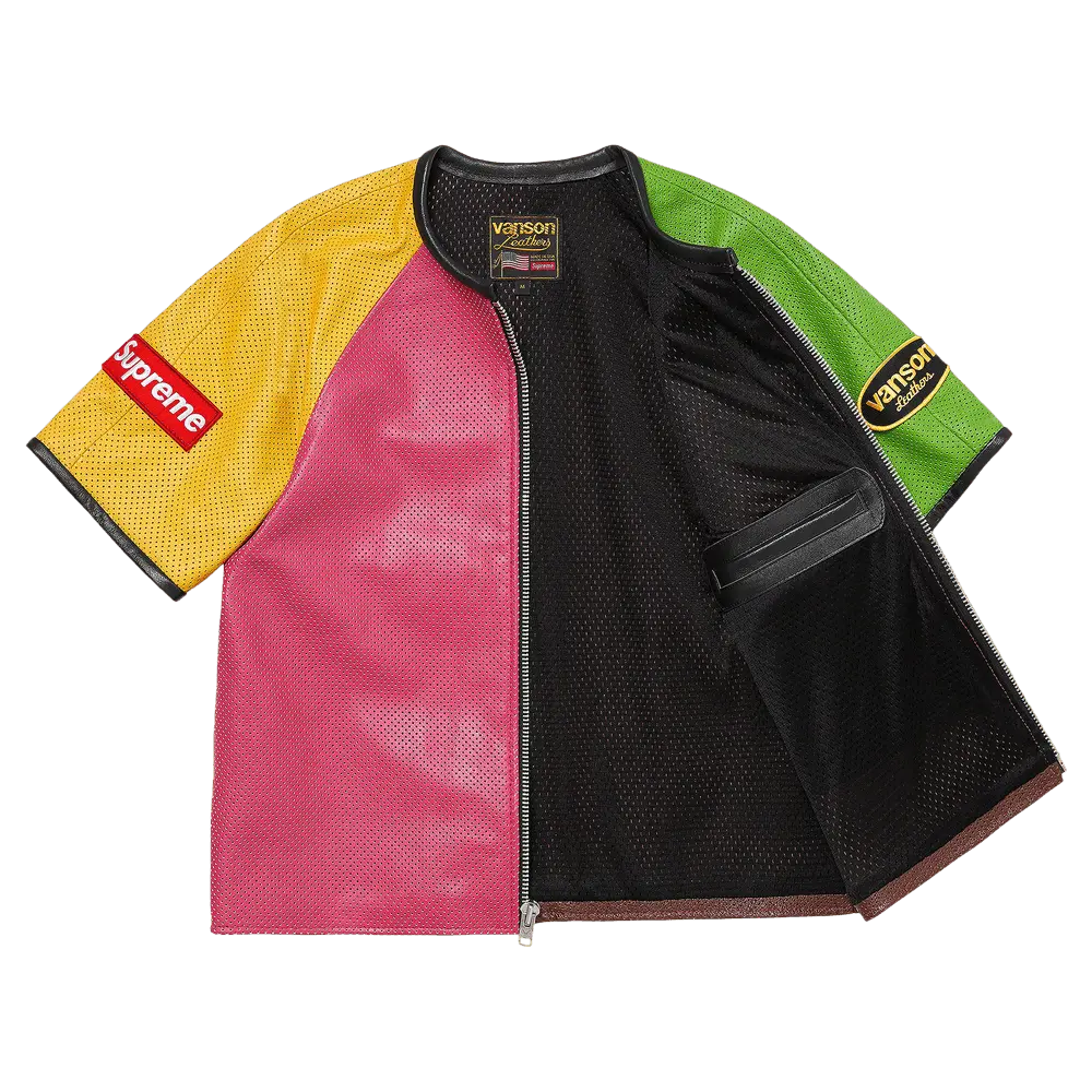 Supreme x Vanson Leathers Short-Sleeve Racing Jacket 'Multicolor' Multi-Color Spring/Summer 2023