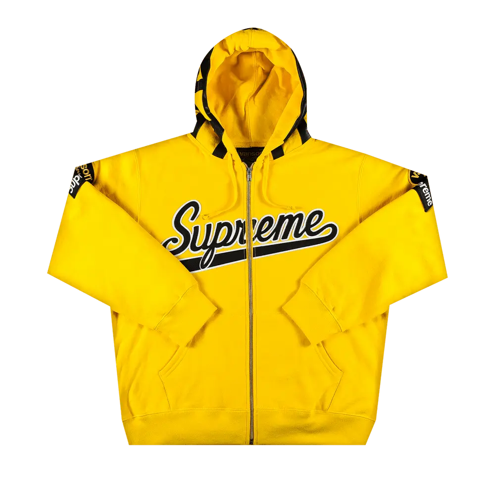 Supreme x Vanson Leathers Spider Web Zip Up Hooded Sweatshirt 'Yellow' Spring/Summer 2021