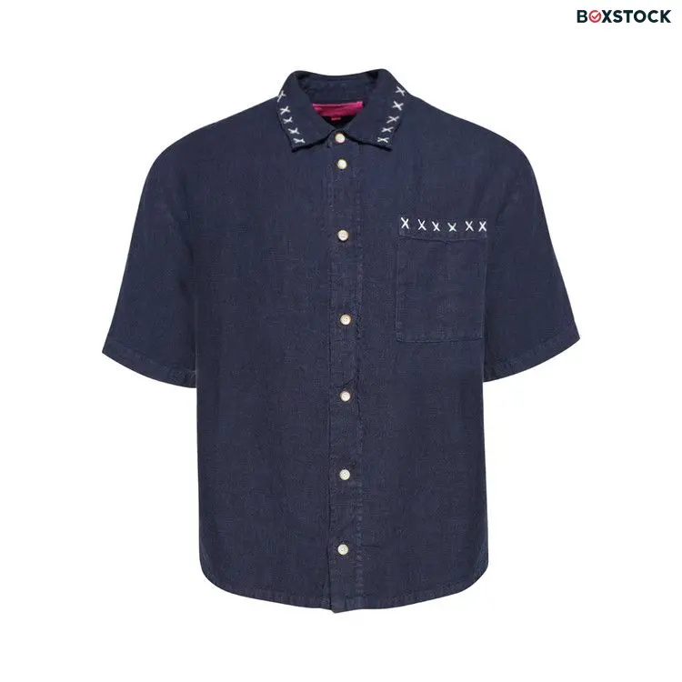 The Elder Statesman Sulfur Overshirt Short-Sleeve 'Navy' Blue Fall/Winter 2024