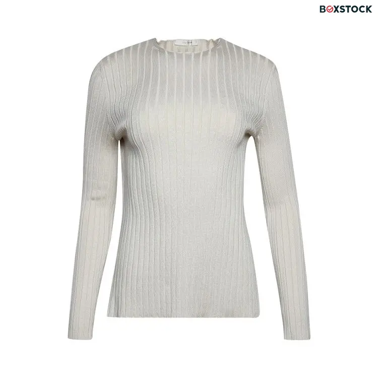 The Row Open Back Ribbed Silk Sweater 'Latte' Grey Spring/Summer 2023