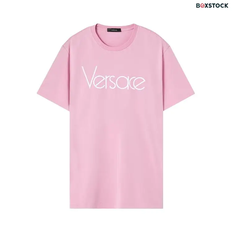 Versace Embroidered 80s Jersey T-Shirt 'Rose/Whithe' Pink Fall/Winter 2023