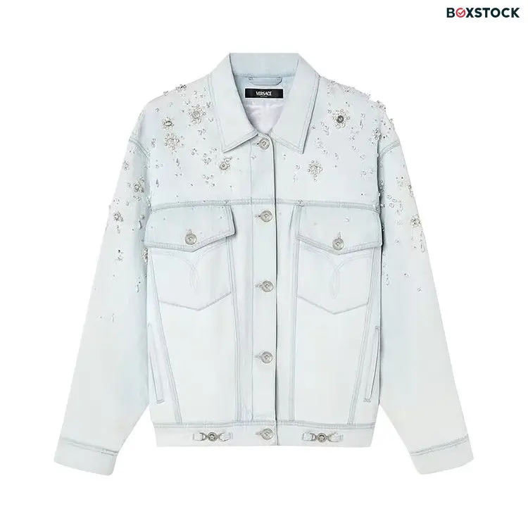 Versace Embroidered Denim Jacket 'Light Blue Ice' Spring/Summer 2024