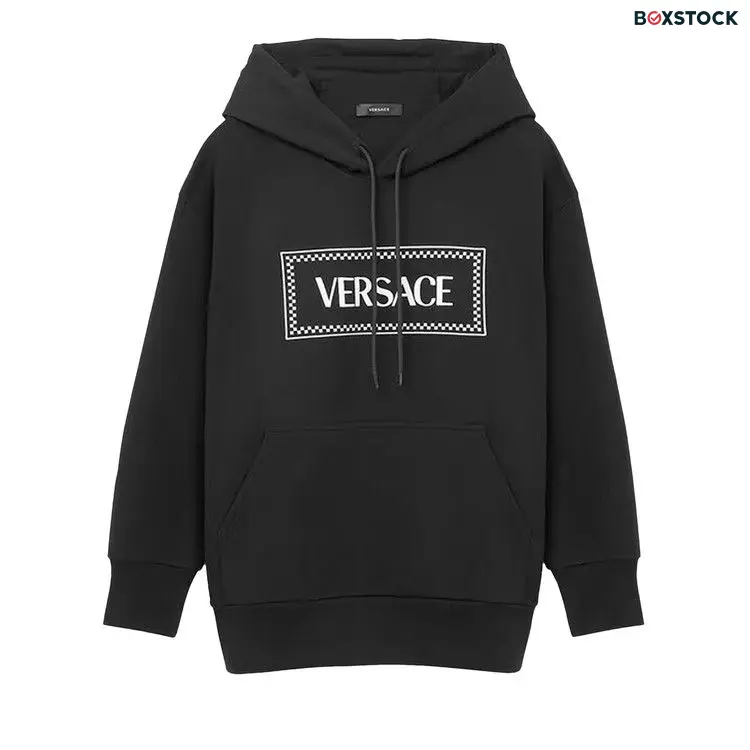 Versace Embroidered Logo Hoodie 'Black/White' Fall/Winter 2023
