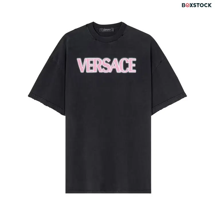 Versace Logo Print T-Shirt 'Black/Fuchsia' Pre-Spring 2023